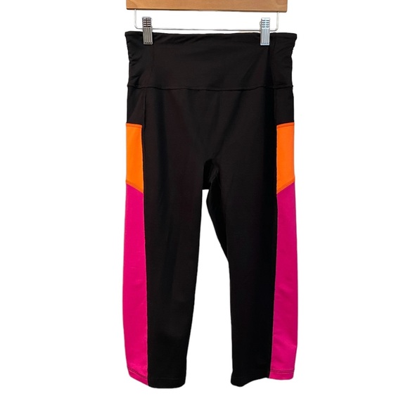 Spanx Color-block Compression Crop Leggings Pants Shorts Medium - Picture 2 of 4